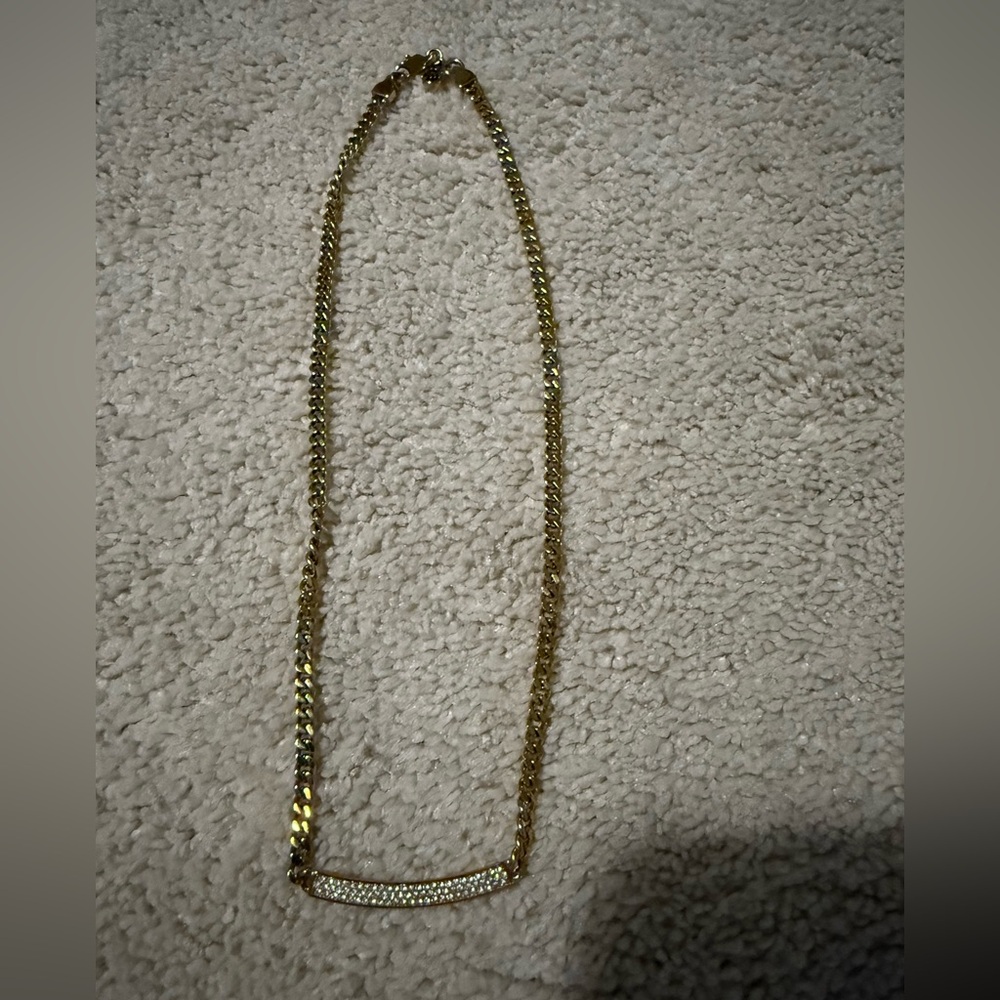 Michael Kors Gold Chain w/Diamond Studs Necklace